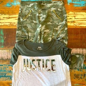 Justice Camo Outfit Size 18 - Pants and Top/Shirt